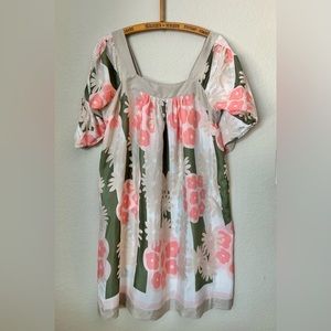 Johnny Was Square Neck Silk Tunic Dress